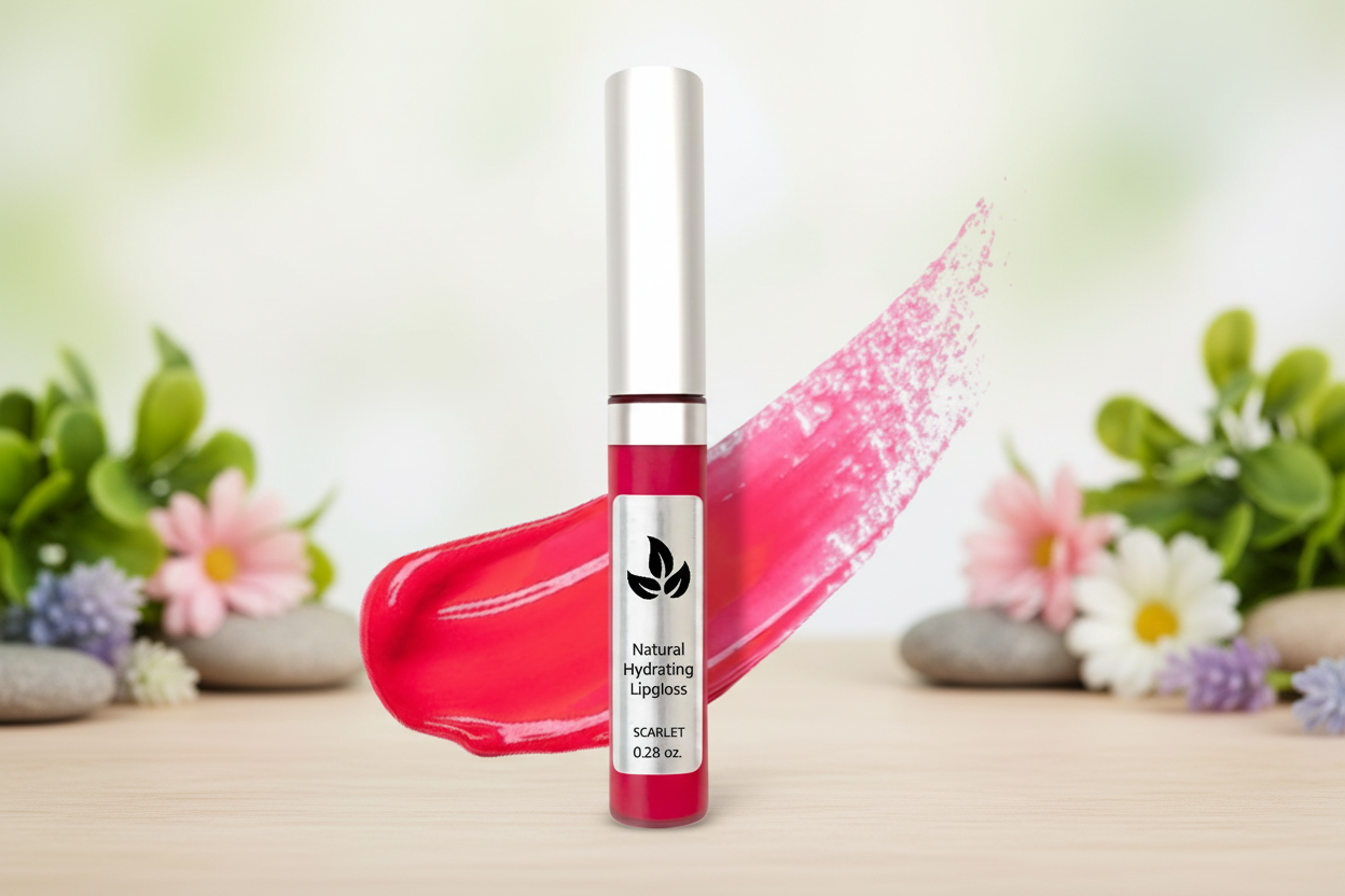 "moon glow" natural hydrating lipgloss (scarlet)