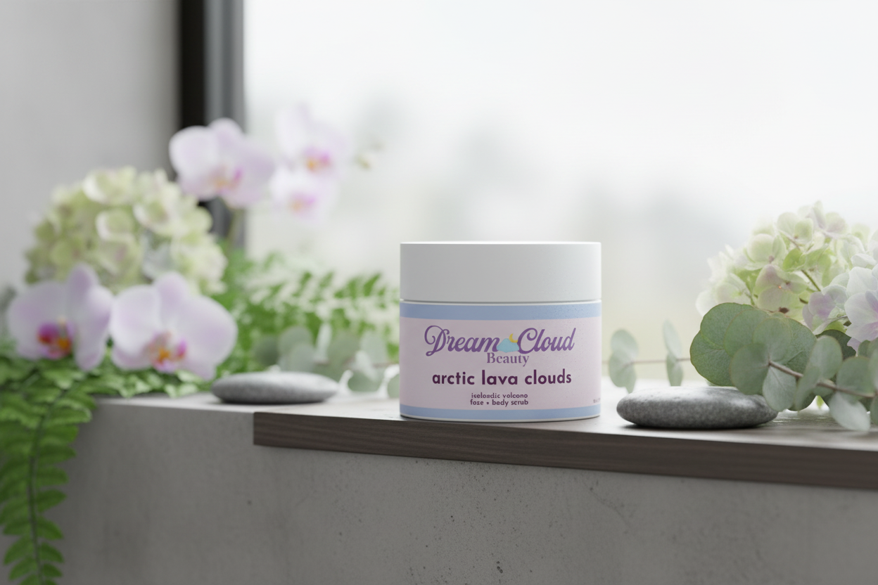 "arctic lava clouds" Icelandic volcano face + body scrub