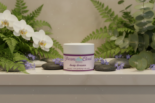 "deep dreams" rosemary + mint purifying scalp scrub