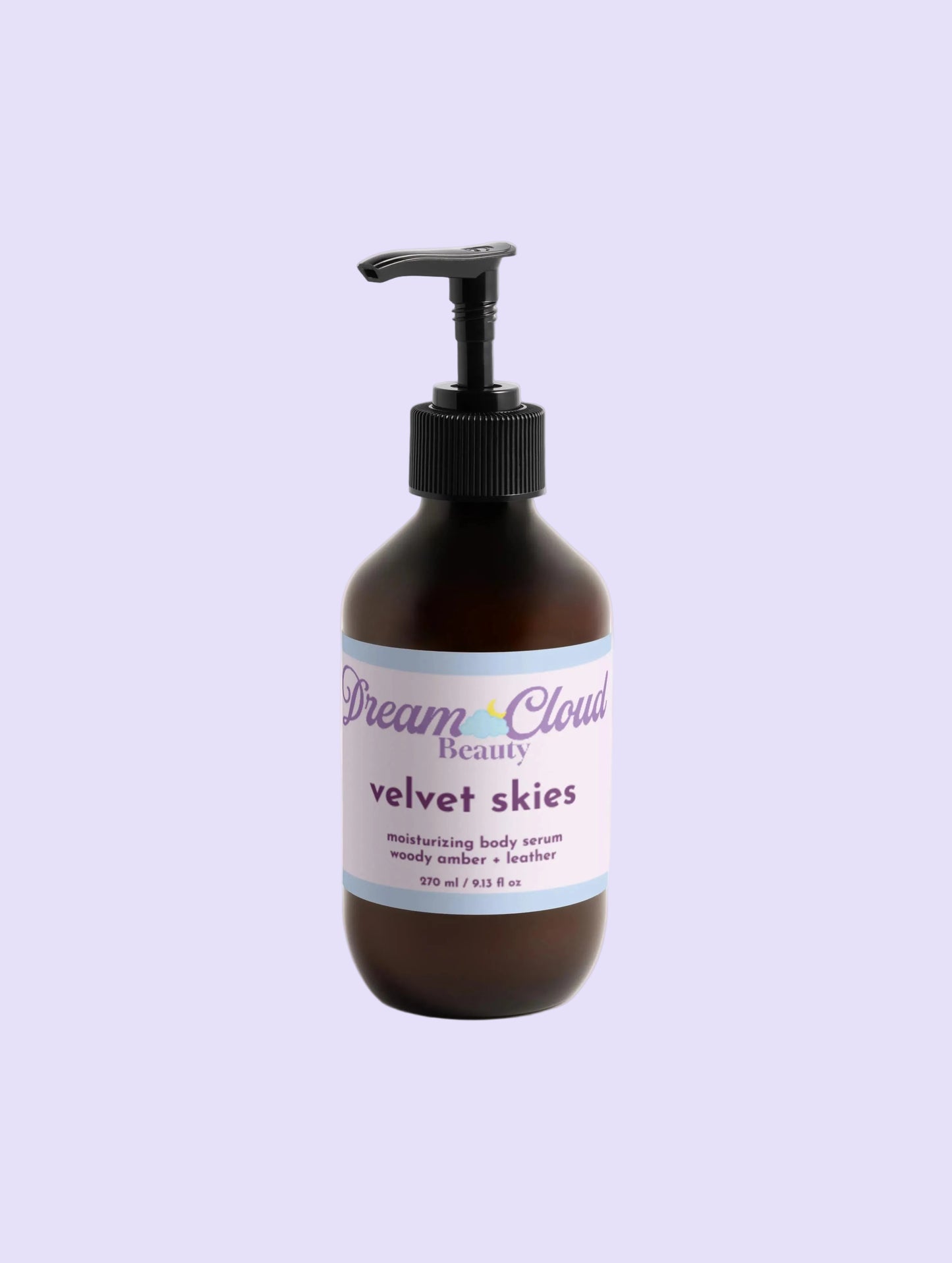"velvet skies" moisturizing body serum, woody amber + leather
