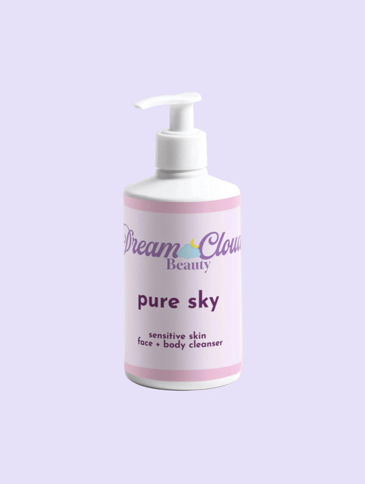 "pure sky" sensitive skin face + body cleanser