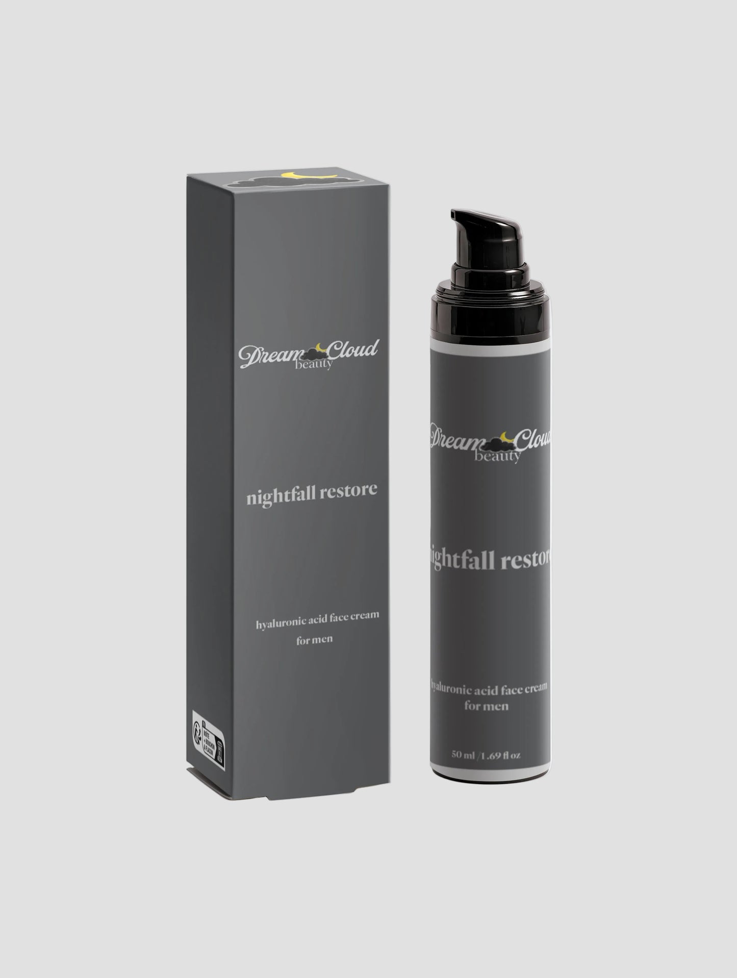 "nightfall restore" hyaluronic acid face cream for men